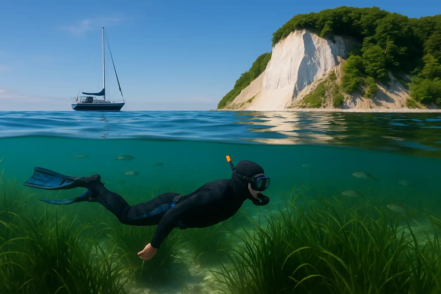 Die 10 besten Schnorchelplätze auf Rügen 1 vor Rügens beeindruckender Kreideküste!